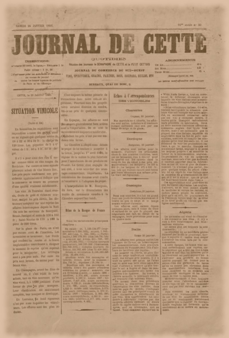 JOURNAL DE CETTE, période de 1885 à 1915